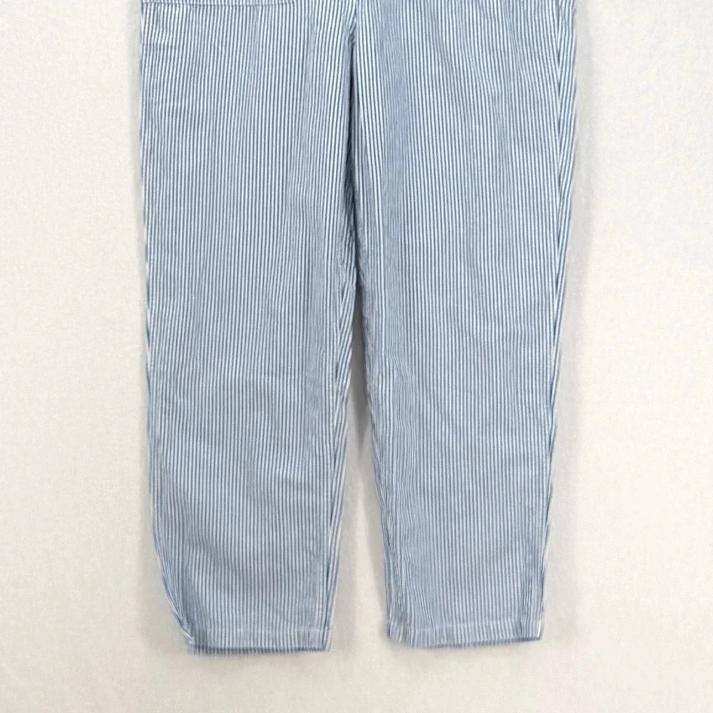 OUTERKNOWN Station Jumpsuit Women Small Blue Railroad Striped Utility Coveralls